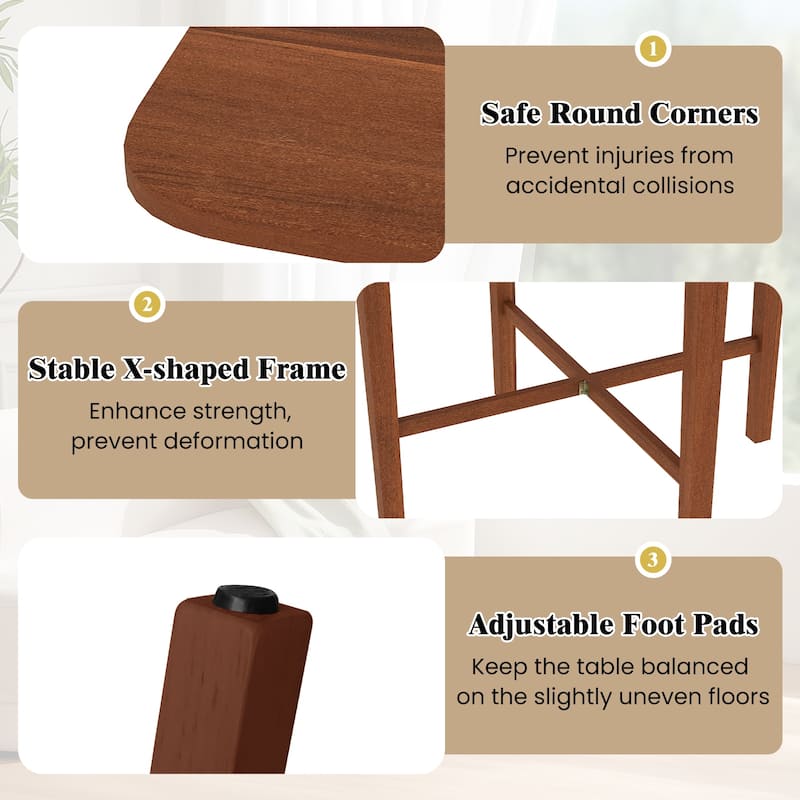Foldable Dining Table with Drop Leaf Natural and Walnut Rubber Wood Convertible Kitchen Table for Small Spaces