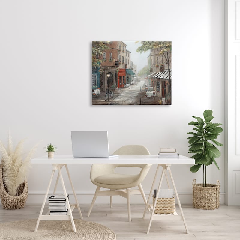Stupell Classic European Urban Street Vintage Bistro Architecture Canvas Wall Art - Red