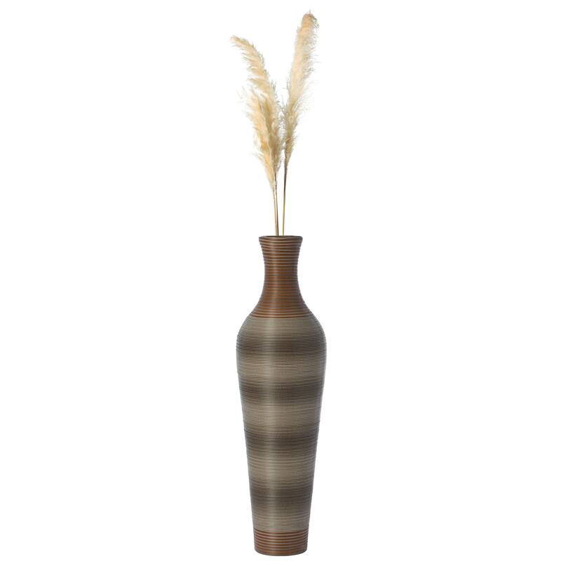 39 Inch Tall Standing Artificial Rattan Floor Vase for Home Decor - Brown
