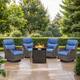 Option Brown Rattan - Blue Cushion