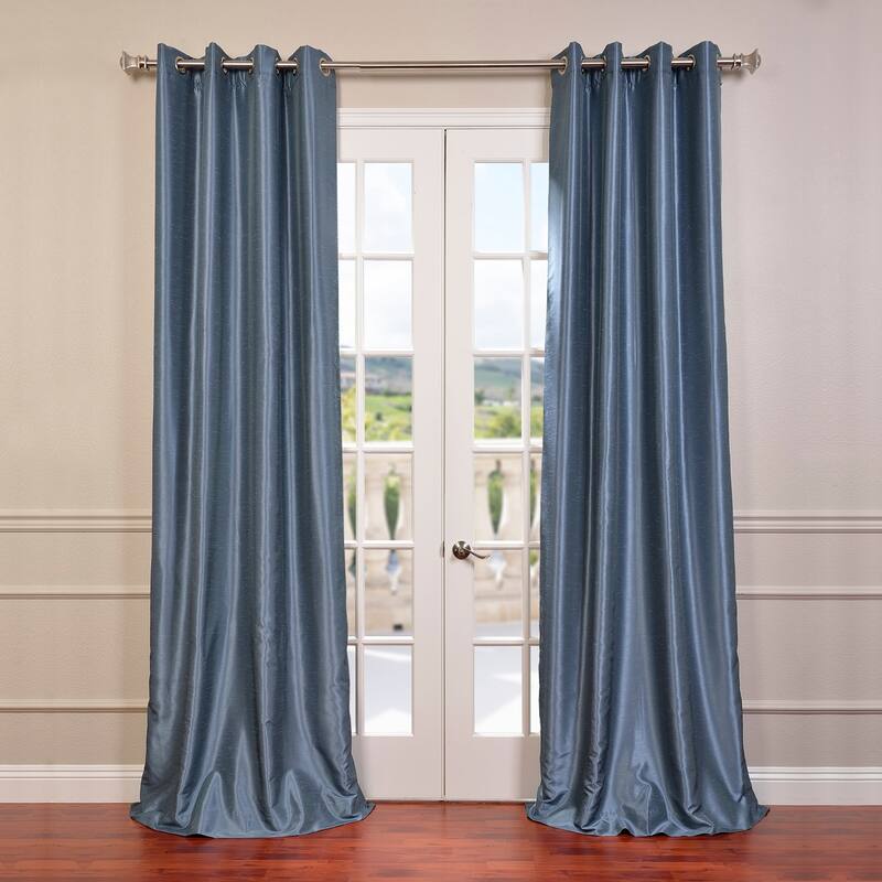 Exclusive Fabrics Textured Dupioni Faux Silk 108-inch Blackout Grommet Curtain (1 Panel) - 50 x 108