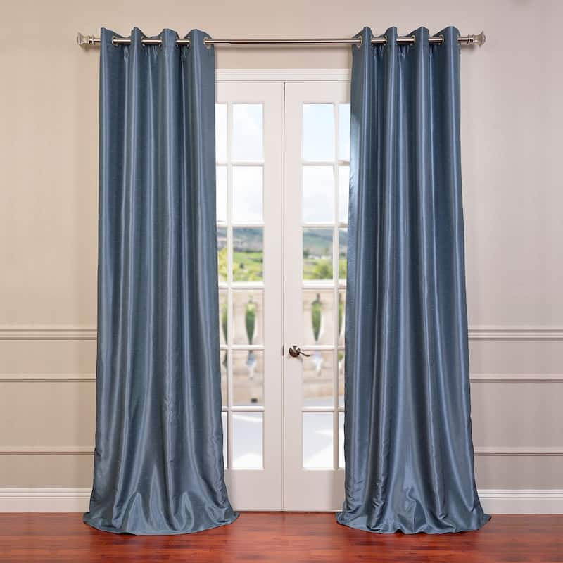Exclusive Fabrics Textured Dupioni Faux Silk 84-inch Grommet Blackout Grommet Curtain (1 Panel) - 50 x 84