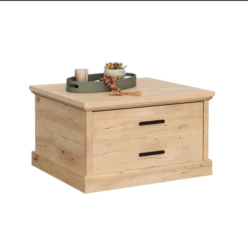 Wood Coffee Table with Spacious Drawer - 32.21" L x 29.53" W x 19.02" H