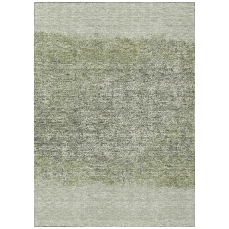 Machine Washable Indoor/Outdoor Border Ombre Chantille Rug