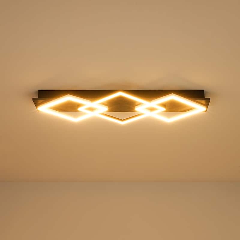 3-Light Dimmable LED Linear Semi-flush Mount For Living Room - N/A