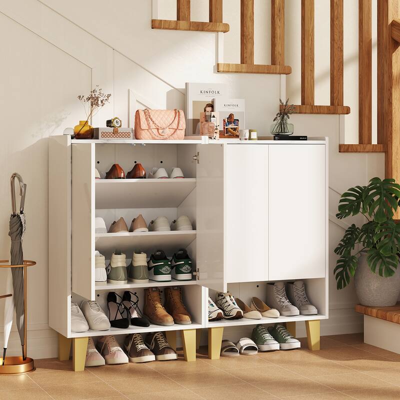 Gymax Shoe Storage Cabinet Freestanding Shoe Organizer w/ Anti-tipping