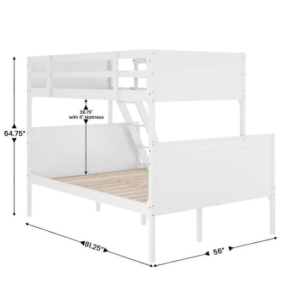 dimension image slide 2 of 5, Convertible Solid Wood Bunk Bed Frame for Kids with Ladder, No Box Spring Needed