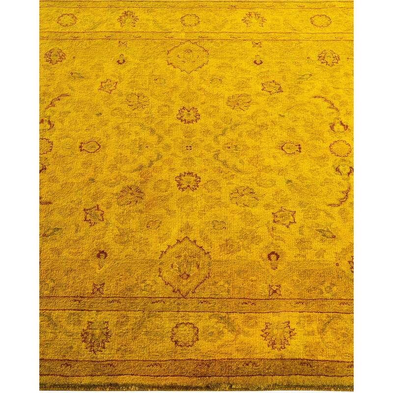Overton Hand Knotted Wool Vintage Inspired Modern Contemporary Overdyed Yellow Area Rug - 3' 0" x 5' 0"