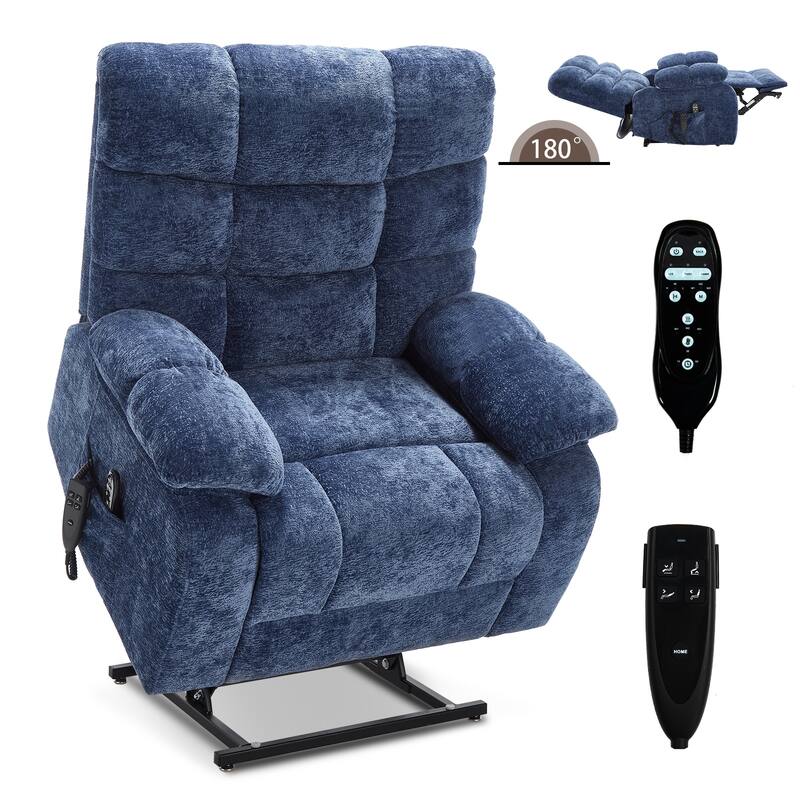 Oversized Dual Motors Infinite Position Power Lift Recliner with 8 Point Massage and Lumbar Heating, Power Remote