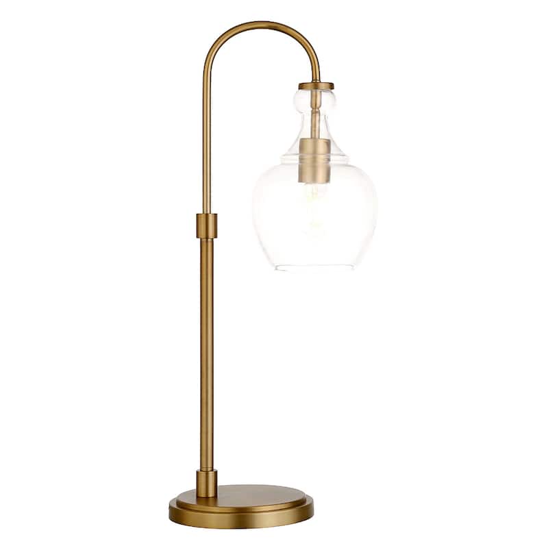 Metal Arched Table Lamp with Clear Glass Dome and LED Bulb - 8” x 11” x 27” (D x W x H)