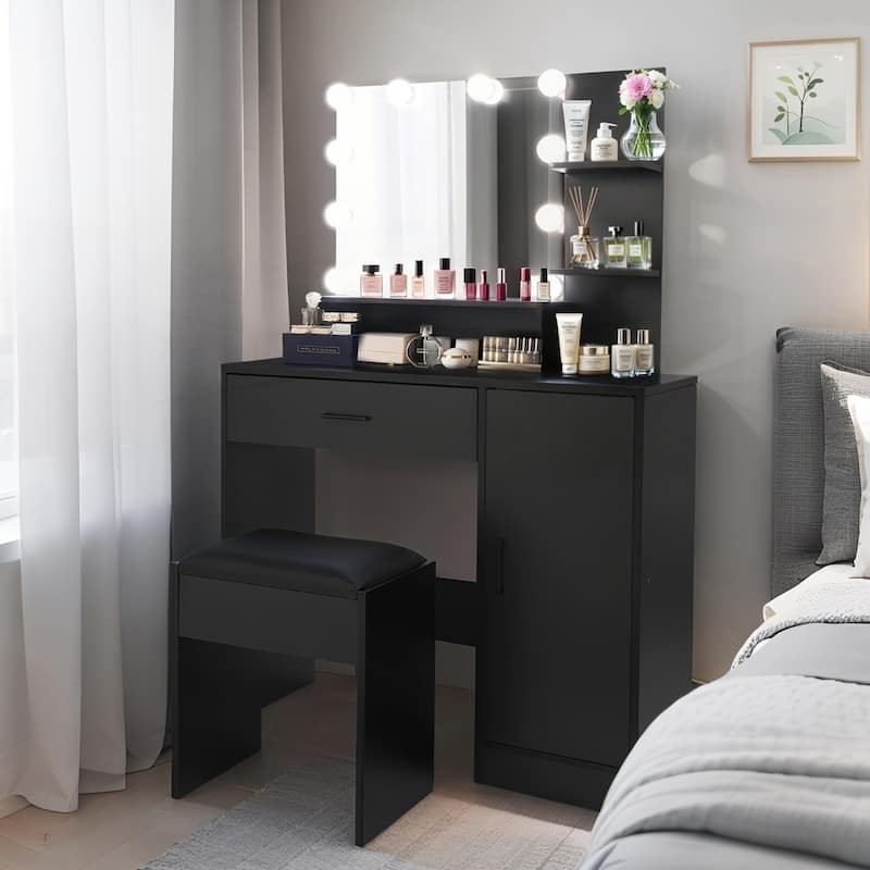Vanity Desk with Mirror and Lights