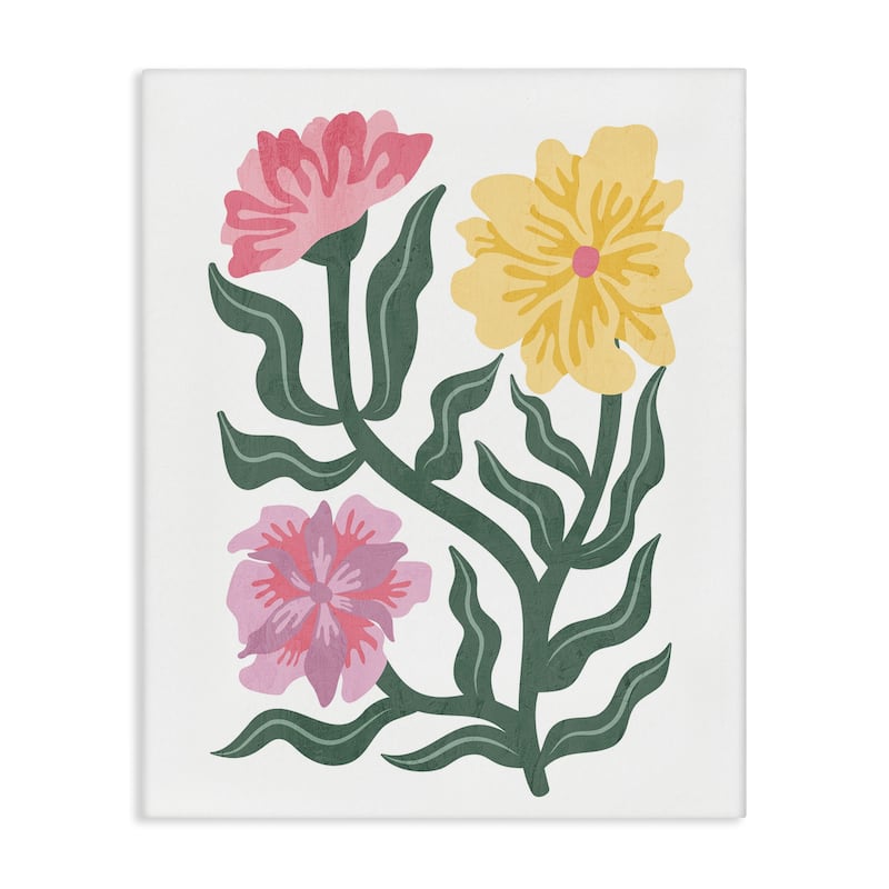 Stupell Modern Blooms with Curved Leaves Canvas Wall Art Design By Kim Allen - 24 x 30
