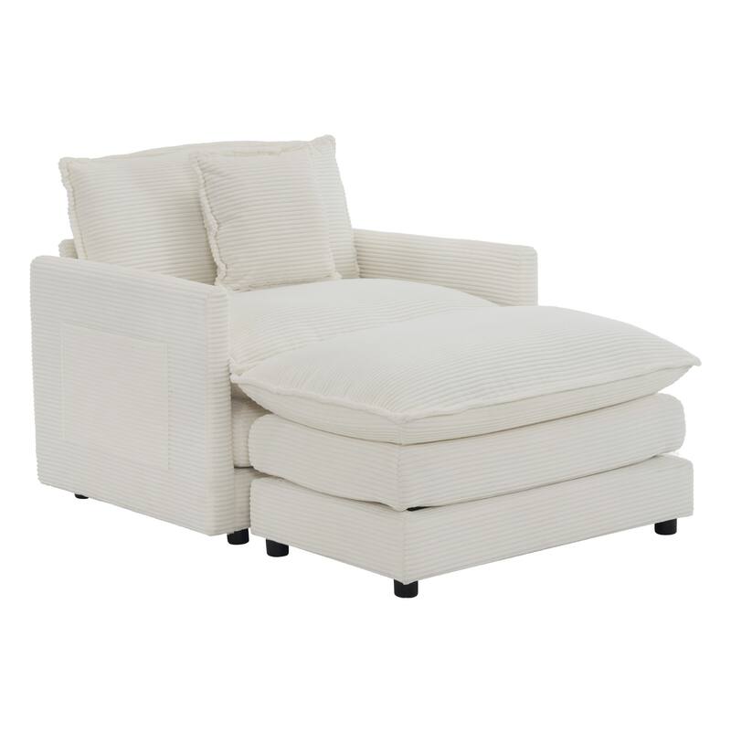 Roomfitters Compact L-Shape Sectional Sofa, Upholstered Corduroy Couch with Side Storage Pockets for Stylish Living Room