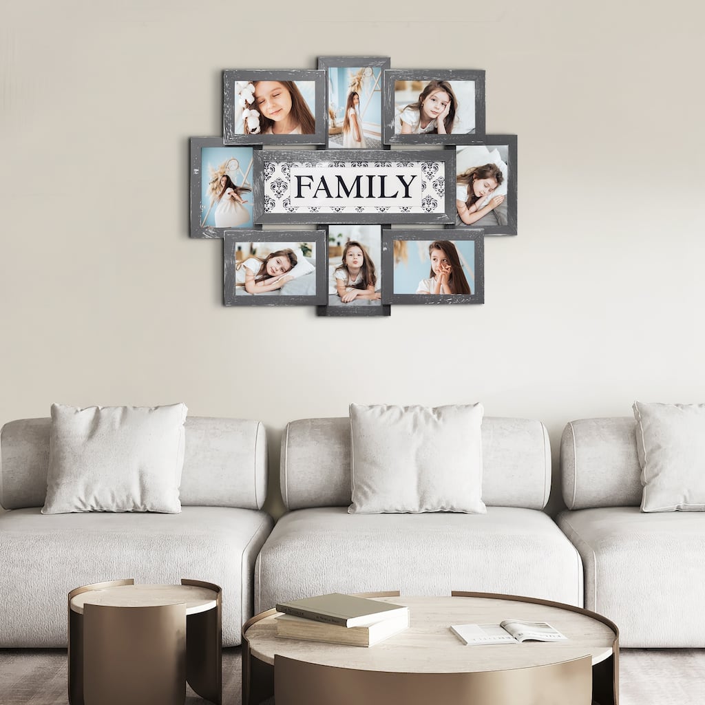 HELLO LAURA 8 Opening Family 6" x 4" Opening Wall Hanging Photo Frame