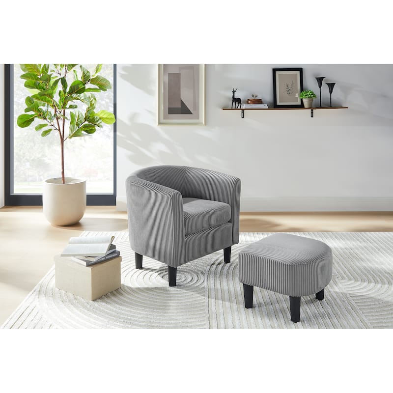 26.38" Corduroy Arm Chair with Ottoman