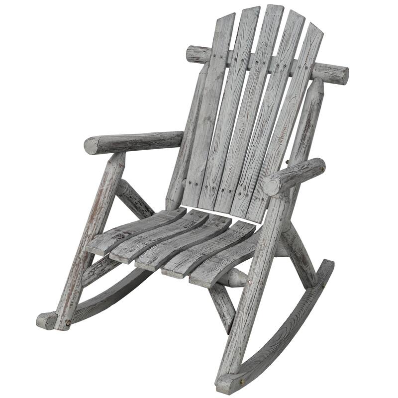 Wooden Porch Rocker Chair (Excluding the table) - Light Gray