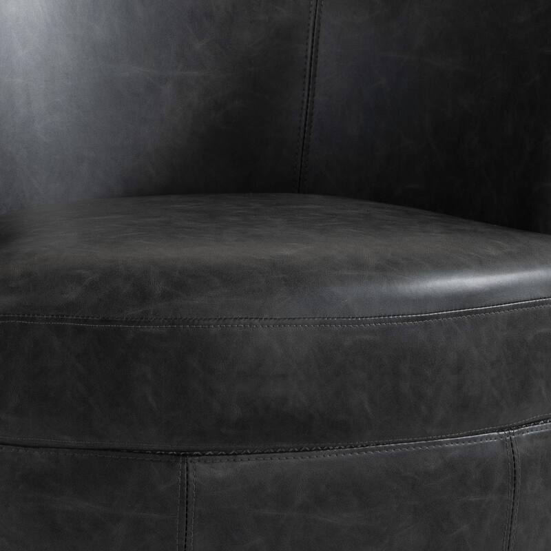 32" Wide PU Leather Swivel Barrel Chair with Metal Base