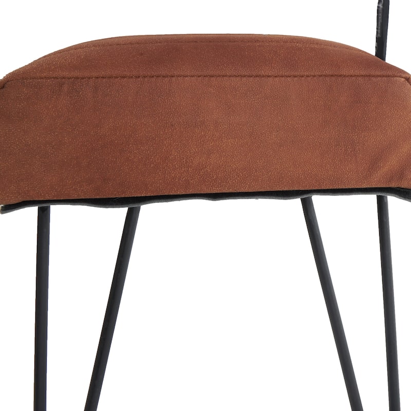 Leather Upholstered Home Bench with Linear Tufted Panels and Black Metal Hairpin Legs - Brown or Dark Brown - Roche River Decor