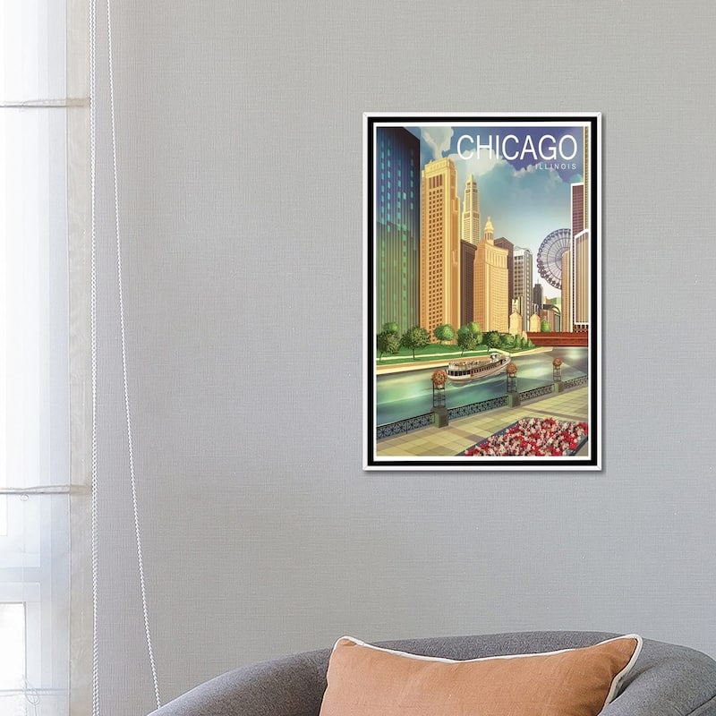 iCanvas "Chicago I" by Old Red Truck Framed Canvas Print