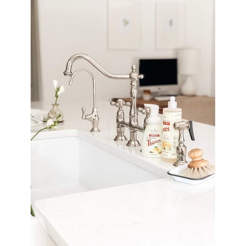 Kingston Brass Heritage Bridge Kitchen Faucet with Brass Sprayer