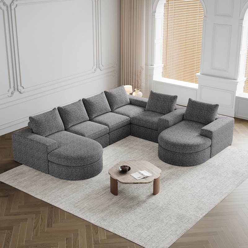 Roomfitters 99" Modern Chenille Cloud Curved Sectional Sofa with Chaise, L-Shaped Couch, for Living Room or Apartment
