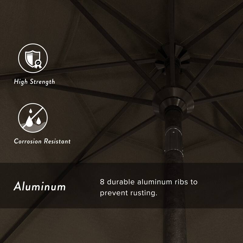 California Umbrella 9' Rd Golden State Series Patio Umbrella Bronze Aluminum Frame Crank Lift Collar Tilt Sunbrella