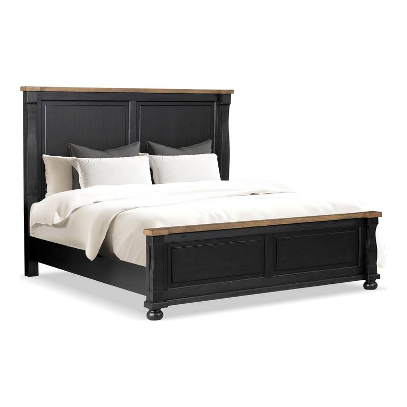 Furniture of America Lucan Modern 3-Piece Farmhouse Black Solid Wood Panel Bedroom Set