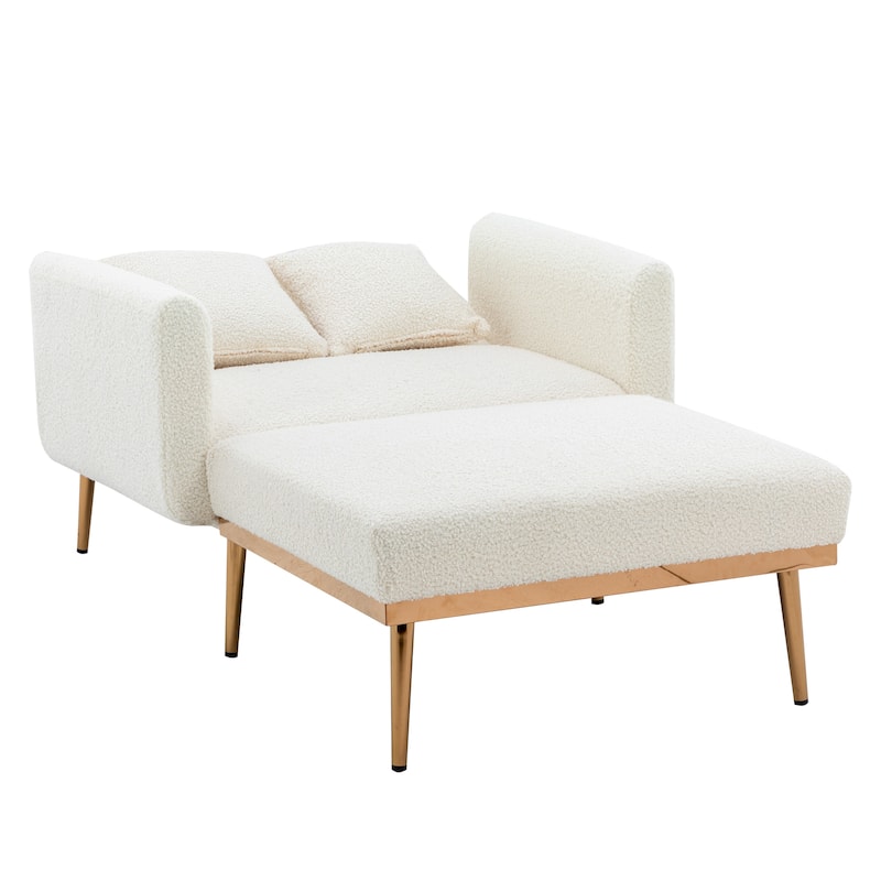 White Teddy 62.2" Chaise Lounge Chair with Iron Legs
