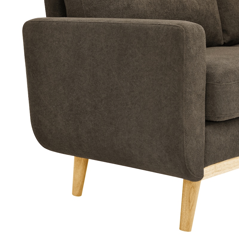 67.7" Mid-Century Tufted Loveseat with Wood Legs - 29.5" D x 67.7" W x 34.6" H