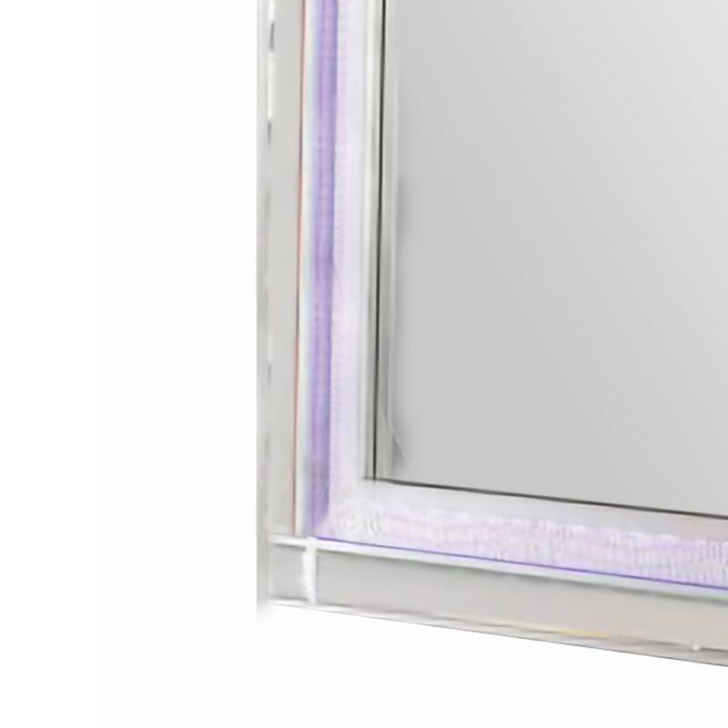 50 Inch Contemporary Textured Mirror with LED, Silver