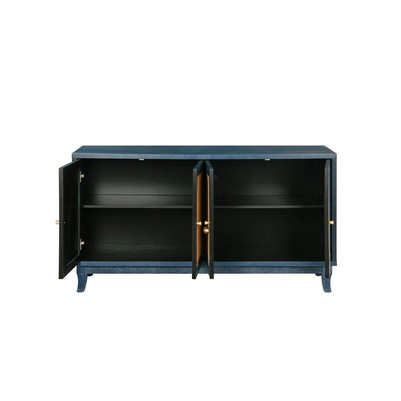 Modern Handcrafted Rattan Dressers Chest with 4 Rattan Doors for Bedroom