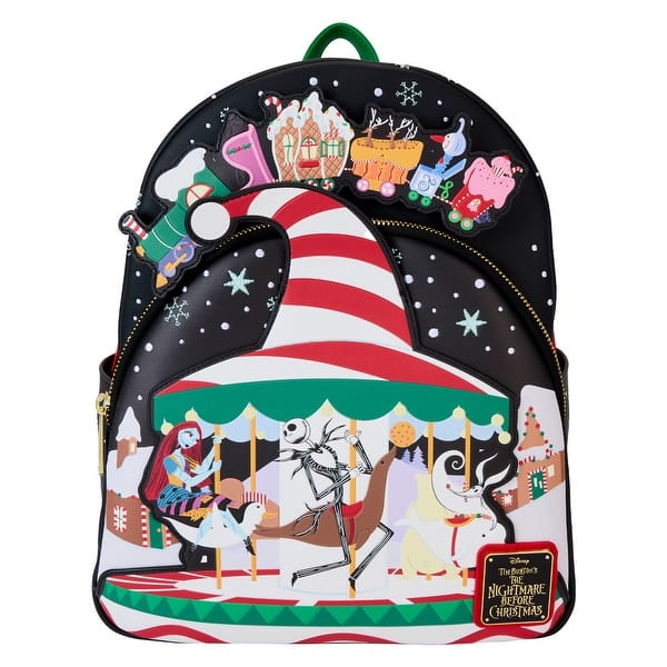 christmas mini backpack Loungefly Dr. Seuss' How the Grinch Stole Christmas! Santa Cosplay a belt buckle and a faux fur trim Loungefly Disney Nightmare Before Christmas