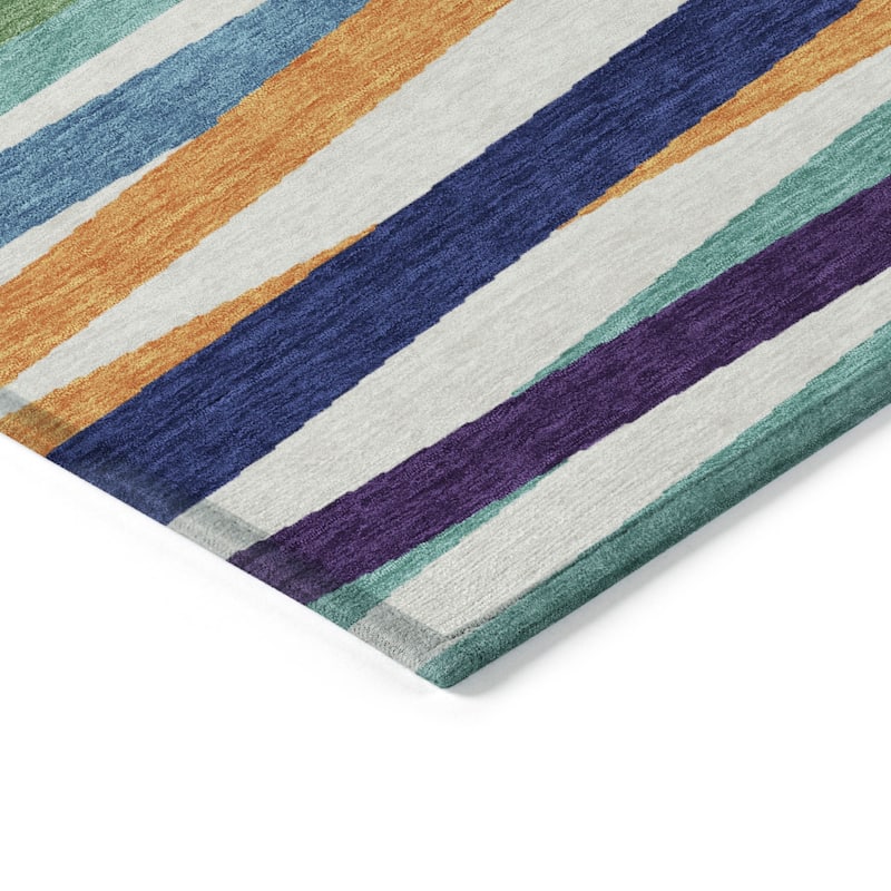 HomeRoots Striped Transitional Rectangle Outdoor Rug