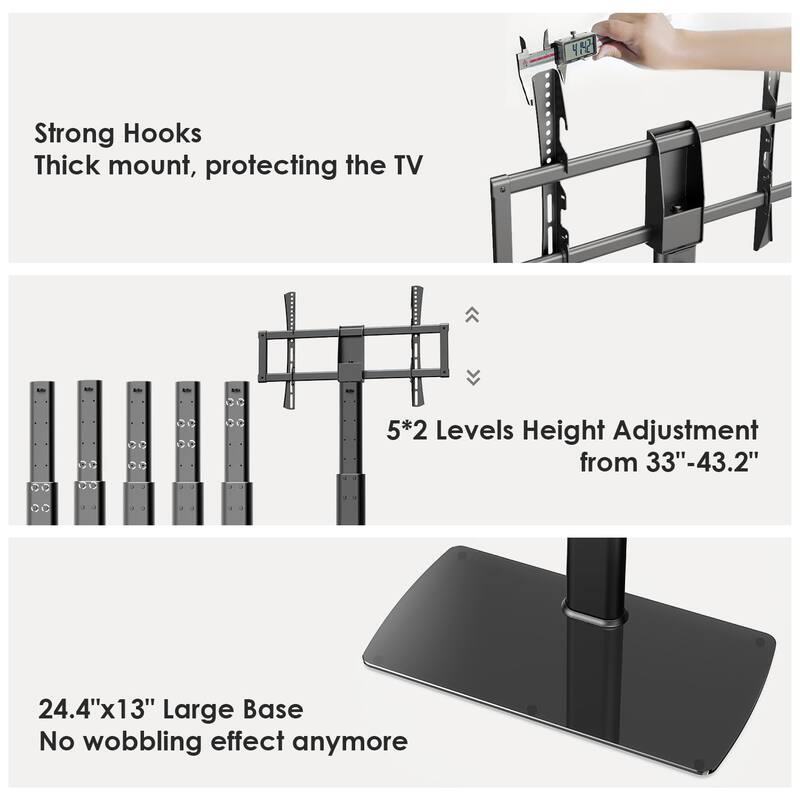 Universal TV Stand Mount for 4380 85 inch TVs, Swivel Tall TV Mount Stand, Table Top TV Stand