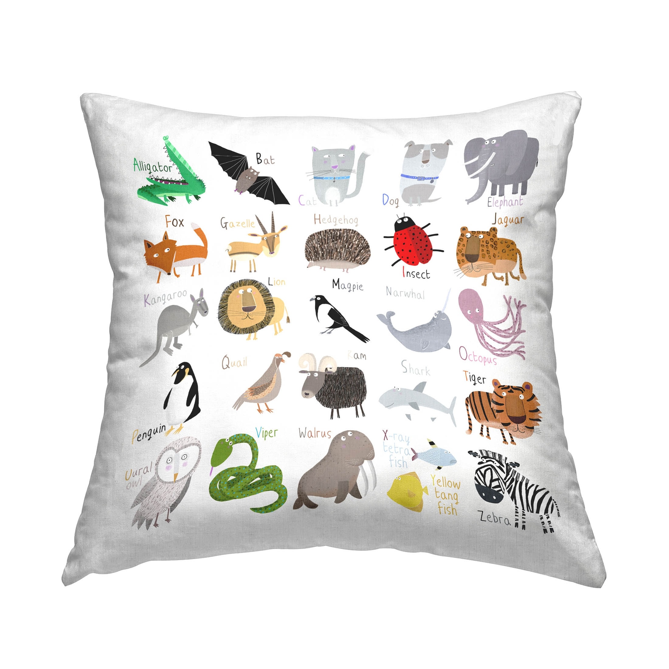 Stupell Kids Educational Animal Alphabet Printed Throw Pillow Design by Carla Daly