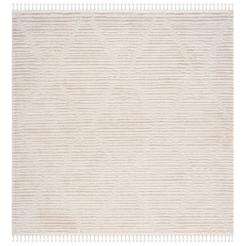 SAFAVIEH Marrakech Moroccan Esperanza Boho Braided Tassel Area Rug - 6'7" Square - Beige