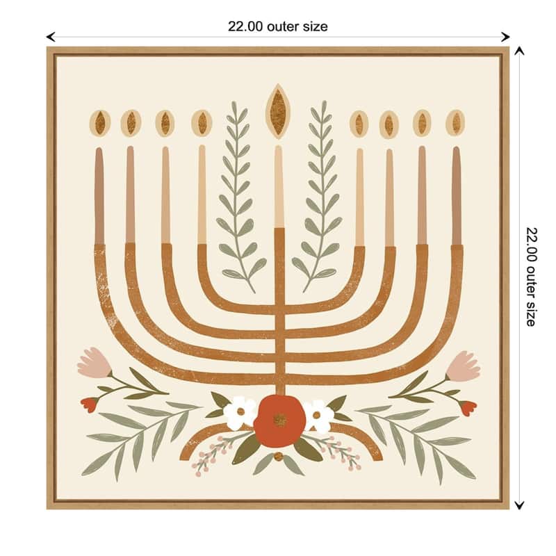 Natural Hanukkah I by Victoria Barnes Canvas Art Framed - Sylvie Maple