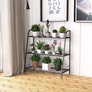 Costway 3-Tier Metal Plant Stand Shelf Flower Pot Holder Display Rack ...
