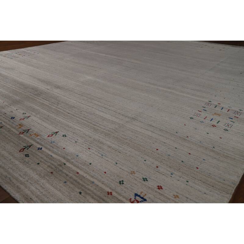 Hand Knotted Oriental 100% Wool Carpet Tribal Tribal Greys & Charcoal Gabbeh Area Rug - 10' 1'' X 8' 0''