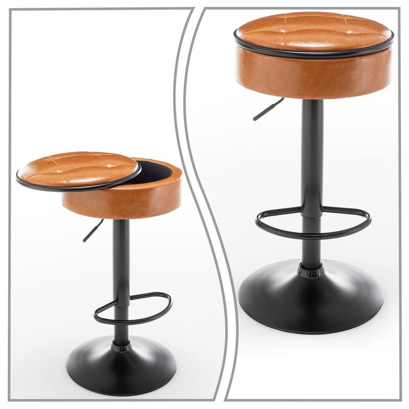 Elegant Stylish Set of 2 Bar Stools with Removable Seat Top