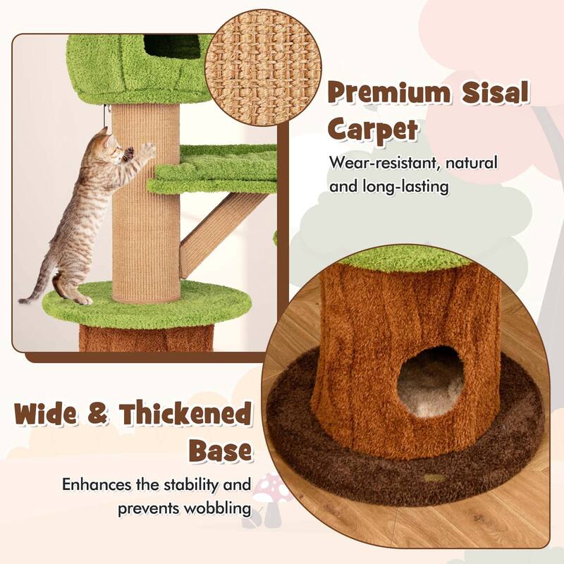 Costway 58" Mushroom Cat Tree for Indoor Cats with 2 Cute Condos Plush - See Details