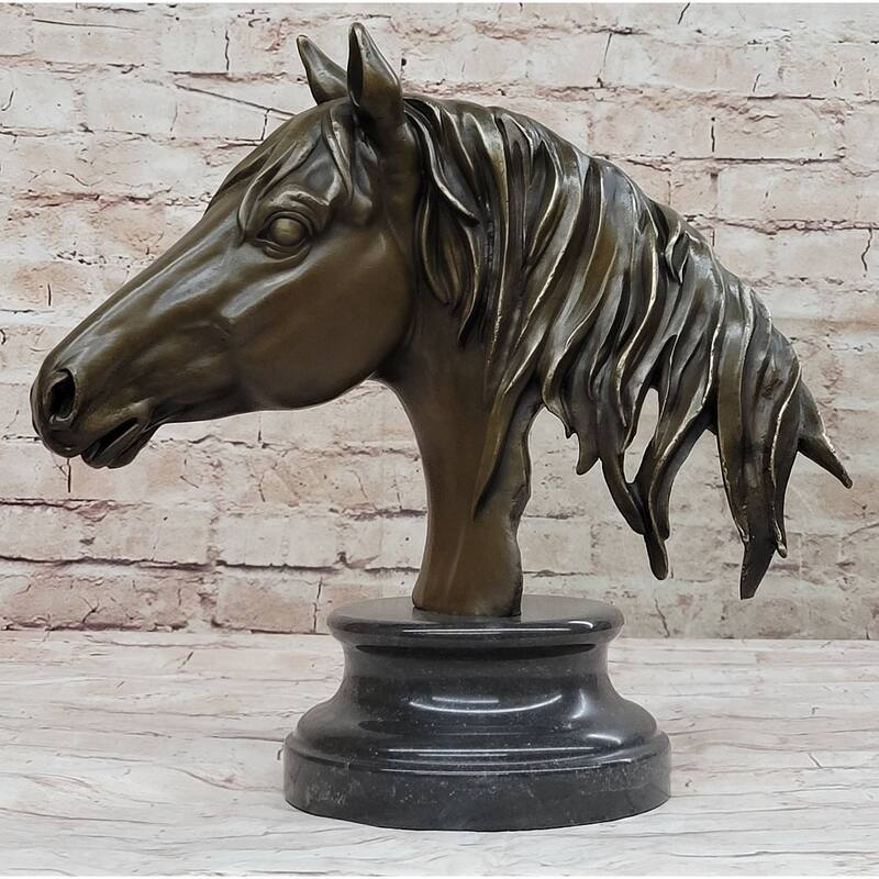 Hot Cast Bronze Horse Head Bust Statue Sculpture Bronze Metal Original Art By Milo