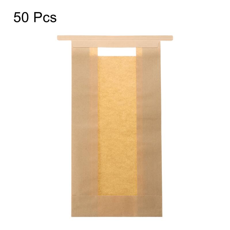 Bakery Bags with Window, Tin Tie Tab Lock Bags, Brown