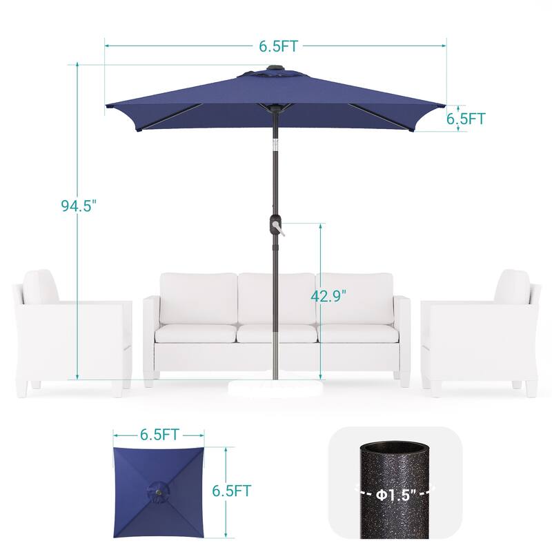 BONOSUKI 6.5x6.5Ft Patio Market Umbrella Weather-Resistant Frame