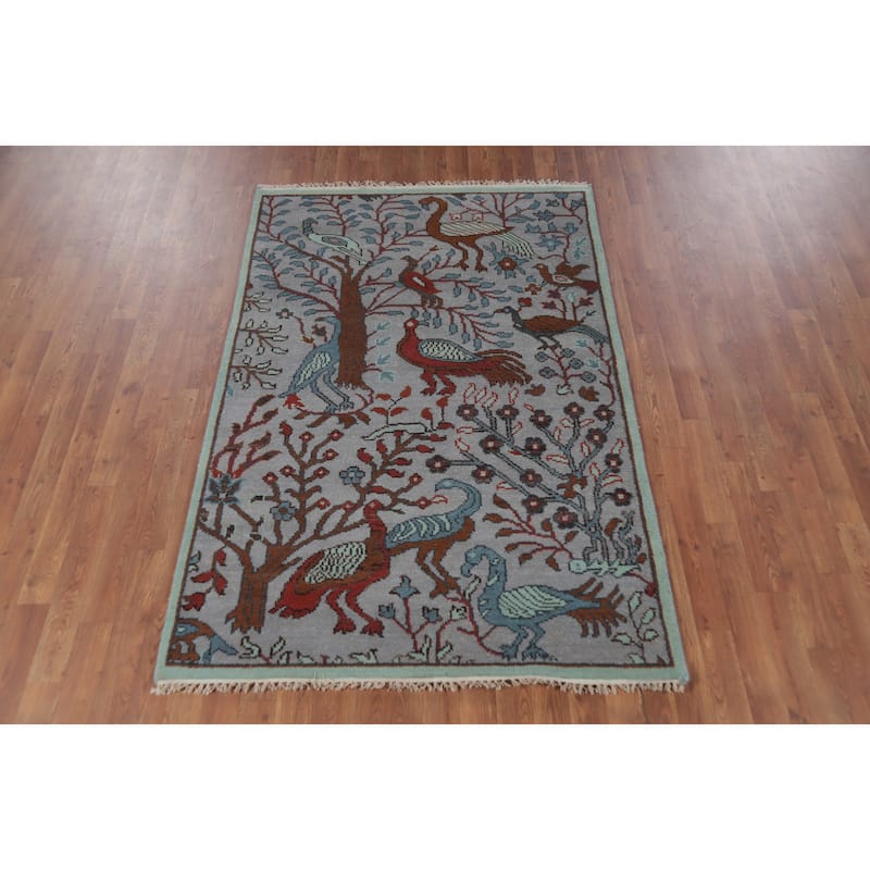 Animals Pictorial Ziegler Rug Handmade Bedroom Wool Carpet - 4'0" x 6'1"