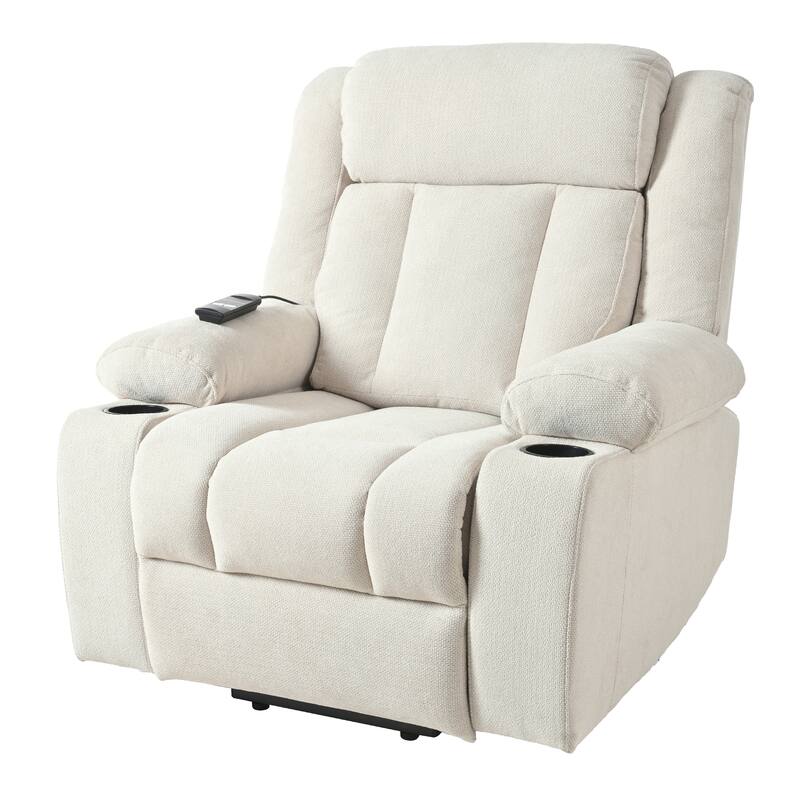 Power Lift Recliner Chair For Elderly,Fabric Lift Chairs W/ Extended Footrest With 2 Cup Holders,Side Pockets,Remote Control