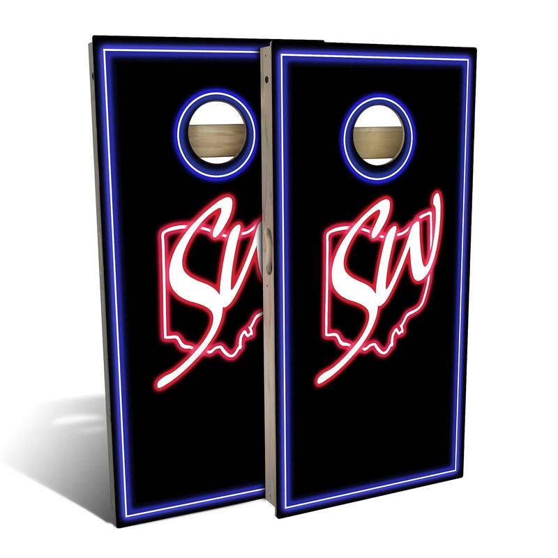 Neon Light Outdoor Cornhole Board Set - All-Weather 2x4 - Include Carrying Case