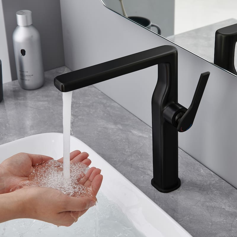 10-1/4"H Solid Brass Single-handle Bathroom Sink Faucet Optional Drain Assembly
