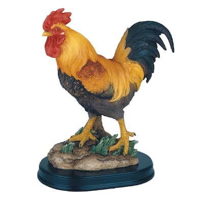 Q-Max 7.5"H Orange Rooster Statue Wild Animal Decoration Figurine