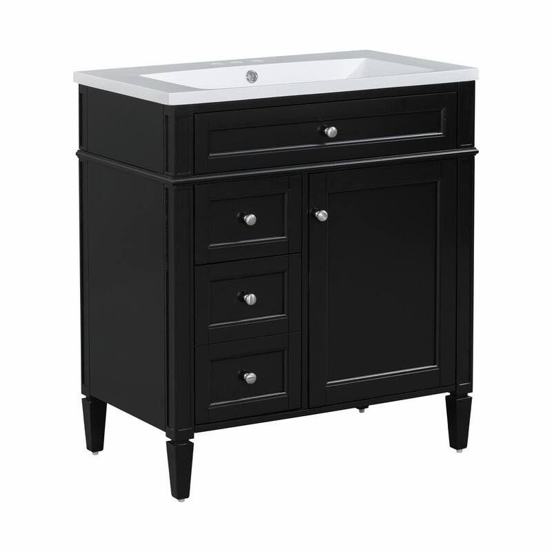 30'' Modern Bathroom Vanity with Top Sink, 2 Drawers and Tip-out Drawer